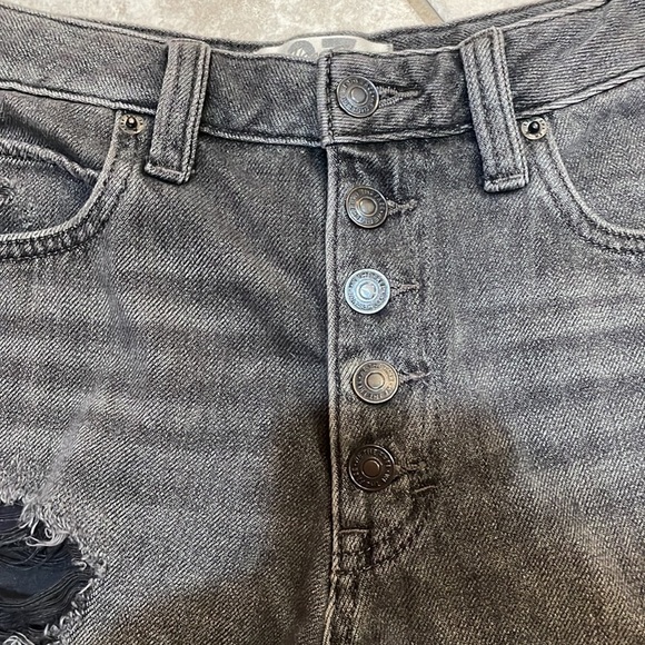 Free People Romeo Button Fly Destroyed Roll Hem Denim Shorts 27 black - Picture 5 of 8